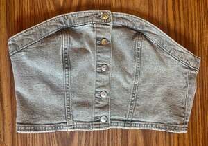 H&M Grey Denim Button-Front Strapless Corset Tube Top